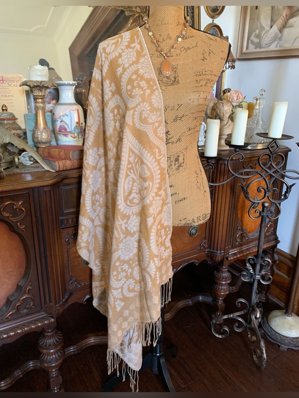 Vintage Victorian-inspired Pashmina Paisley Boho Hippie Gypsie Scarf Shawl Wrap